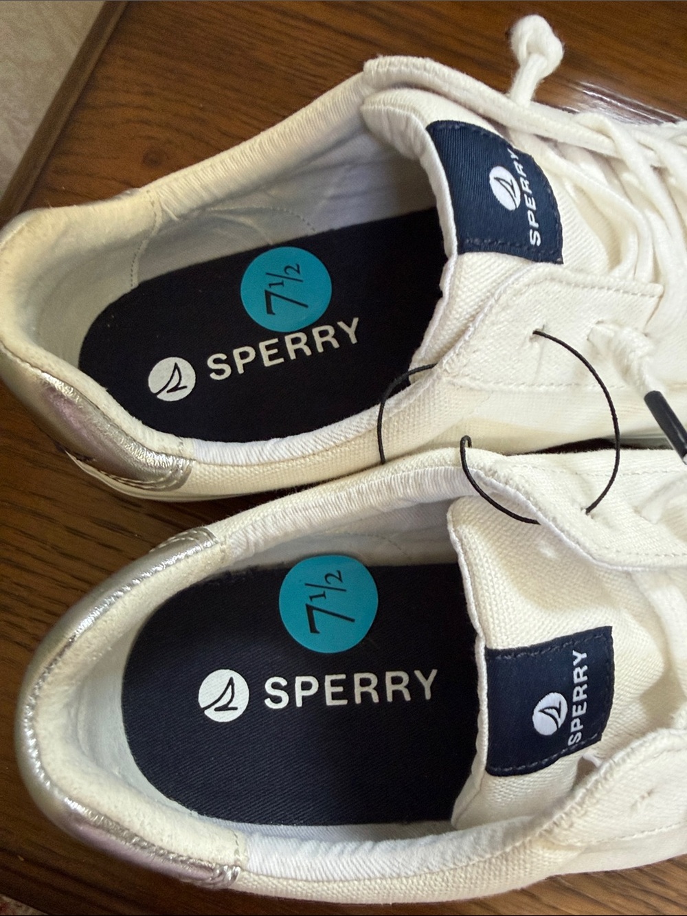 New Sperry Women’s Off-White Canvas Low-Top Sneakers. Sz 7.5. - Picture 8 of 13